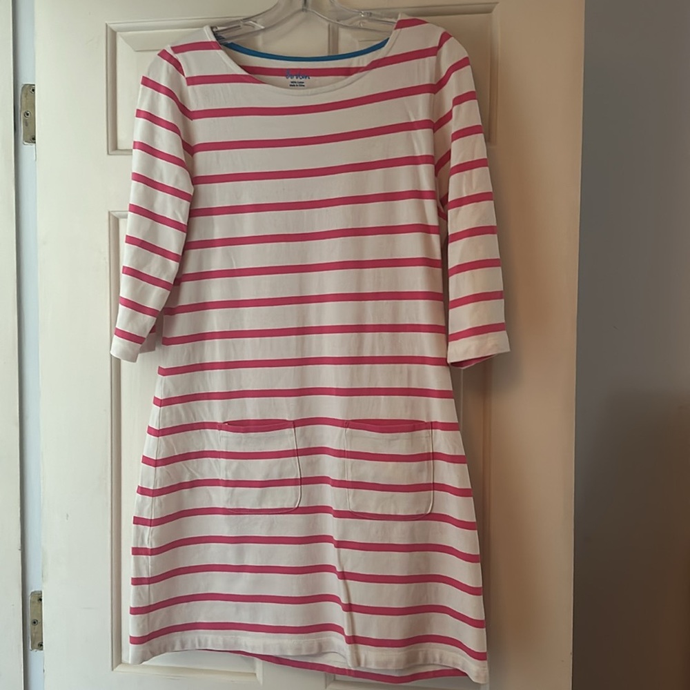 Boden White and Pink Striped Boatneck Dress - Picture 2 of 8